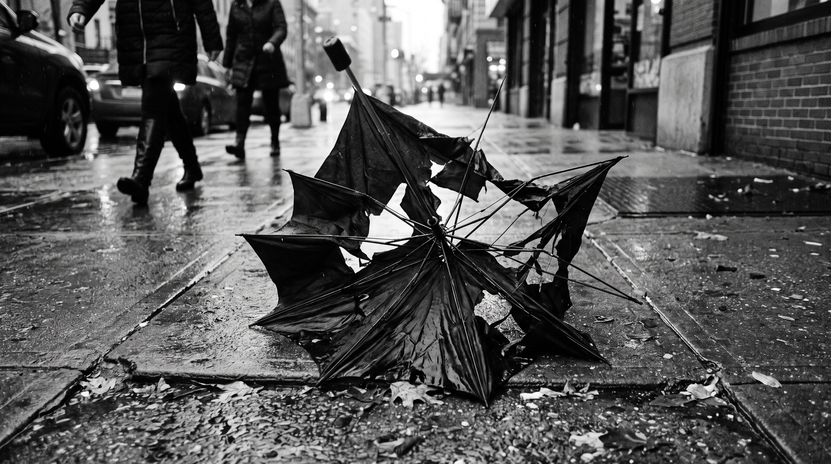 Destroyed umbrella